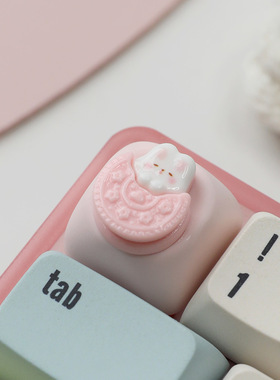 MOA迷你小兔棒棒糖键帽创意手工树脂机械键盘帽可爱个性化帽