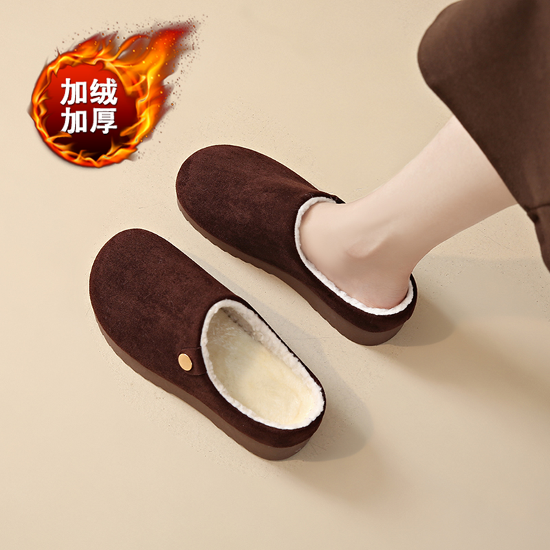 老北京布鞋女士冬季加绒包头棉拖鞋外穿防滑妈妈棉鞋软底老人半拖