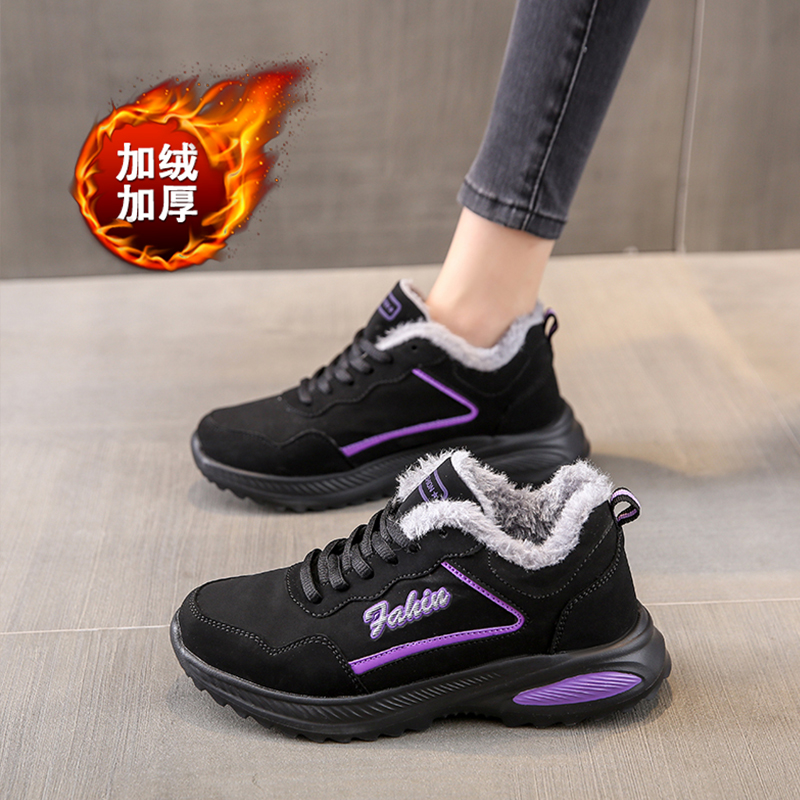 老北京黑色运动鞋女士加绒保暖