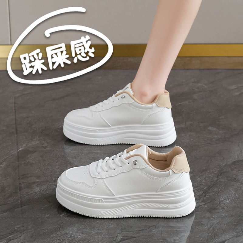 秋季女鞋真皮厚底小白板鞋2025超火百搭休闲运动鞋34码学生鞋软底