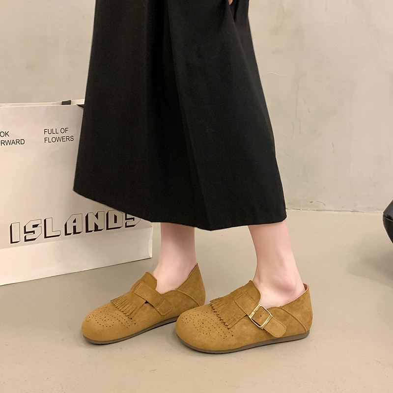 复古全包勃肯鞋女流苏金属扣深口单鞋平底可踩跟休闲鞋,女鞋,深口单鞋,淘宝优惠券,粉丝福利购,淘宝优惠卷