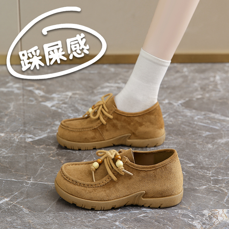 全包勃肯鞋女2025秋季新款真皮深口单鞋舒适孕妇休闲小皮鞋英伦风