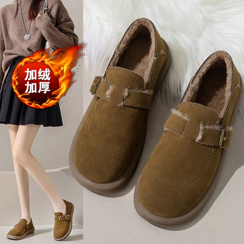 踩屎感女鞋加绒保暖勃肯棉鞋防滑