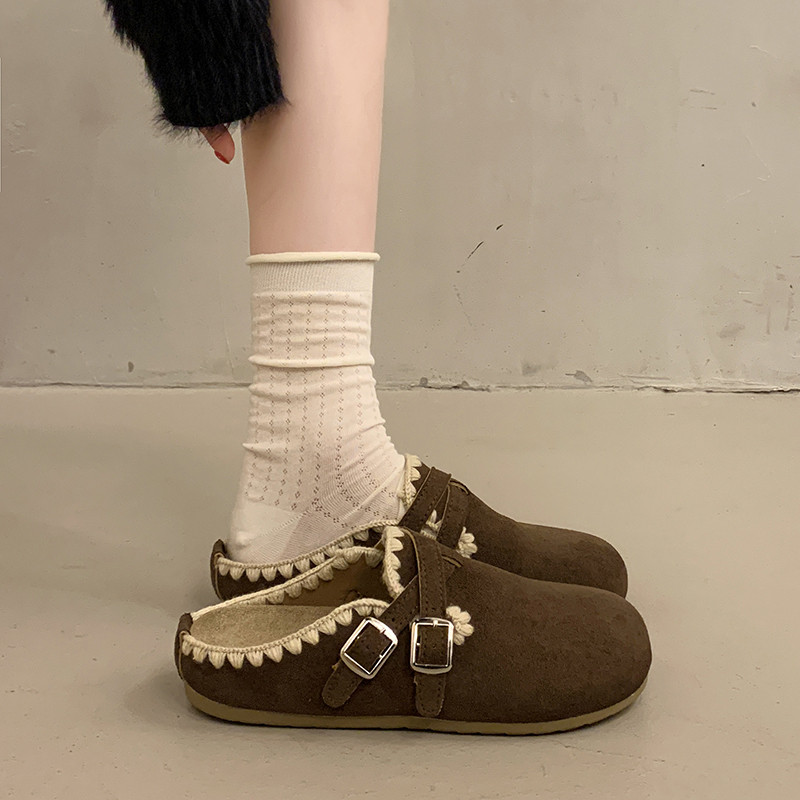 半包勃肯鞋女2026春季新款外穿包头半拖鞋大码41一43一脚蹬孕妇鞋,女鞋,勃肯鞋/软木鞋,淘宝优惠券,粉丝福利购,淘宝优惠卷