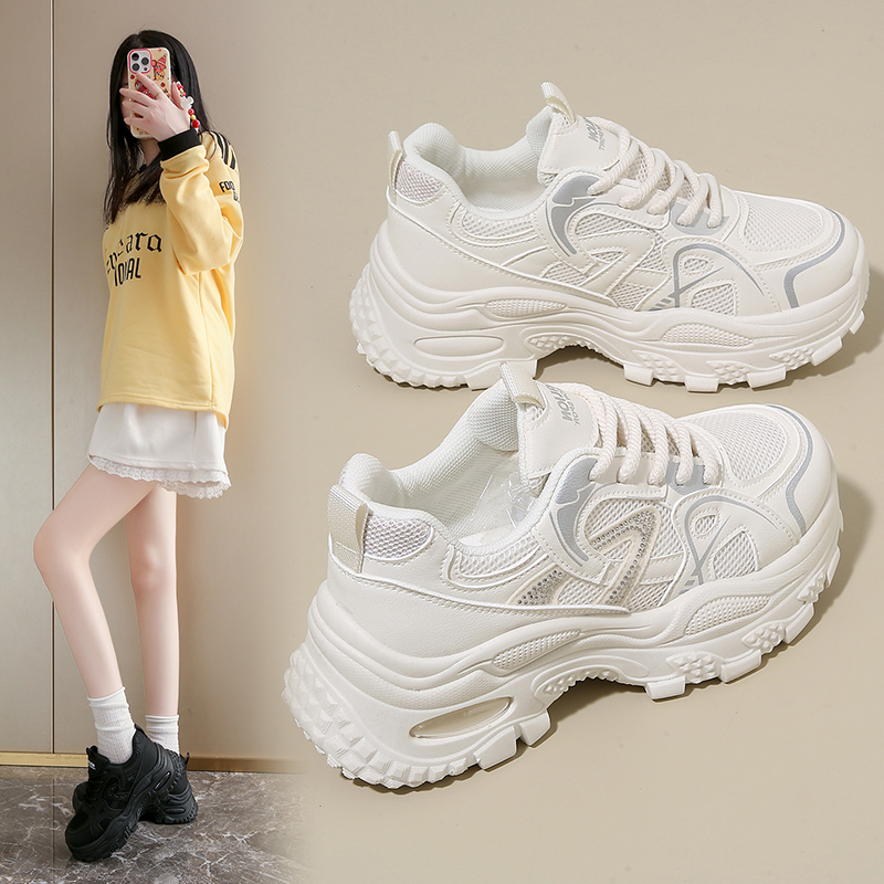 欧货厚底老爹鞋女2025春秋超好看显脚小增高透气运动休闲鞋子34码