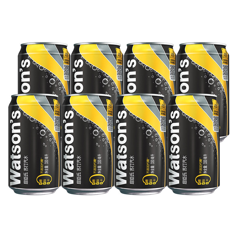 屈臣氏苏打水330ml*8罐原味0糖0卡气泡水鸡尾酒调料碳酸饮料,咖啡/麦片/冲饮,苏打水,淘宝优惠券,粉丝福利购,淘宝优惠卷