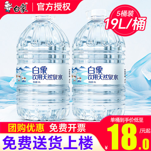 白象桶装天然泉水19L*2桶家庭大瓶桶装泡茶水非20升纯净水矿泉水