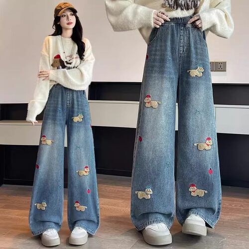 宽松显瘦直筒裤拖地长裤子