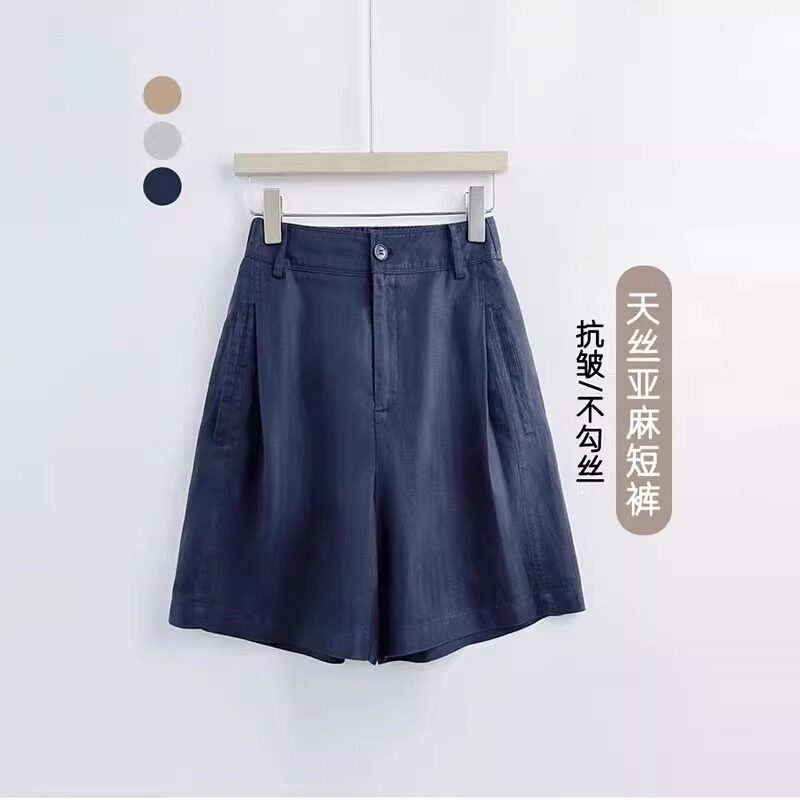 天丝亚麻休闲裤女夏季新款大码胖mm显瘦五分裤小个子高腰宽松短裤