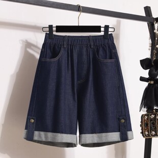 女夏季 宽松百搭阔腿裤 薄款 胖mm大码 潮 高腰显瘦五分裤 天丝牛仔短裤