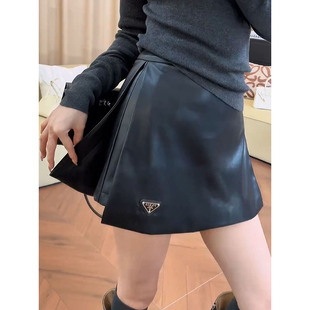 高腰显瘦皮裙裙裤女2025秋季新款时尚百搭黑色气质A字短裙半身裙