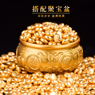 实心小金豆金豆豆沙金小元宝摆件迷你圆豆子招财进宝聚宝盆装饰物