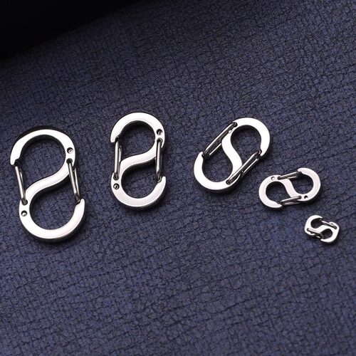 新款304不锈钢S扣双头钥匙环弹簧登山扣多规格8字迷你调节扣