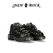 真皮手工定制复古朋克金属摇滚潮人情侣厚底鞋 NEW ROCK官方正品