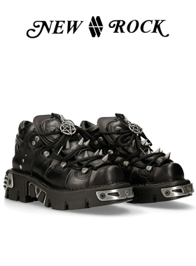 NEW ROCK官方正品真皮手工定制复古朋克金属摇滚潮人情侣厚底鞋