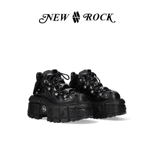 NewRock新款暗黑火焰厚底鞋