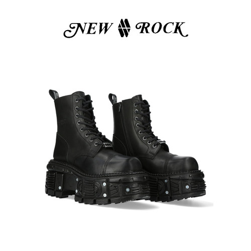 西班牙复古朋克风厚底工装高帮鞋