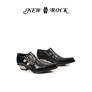 男鞋 手工定制西部雅痞真皮尖头低帮休闲皮鞋 ROCK官方正品 NEW