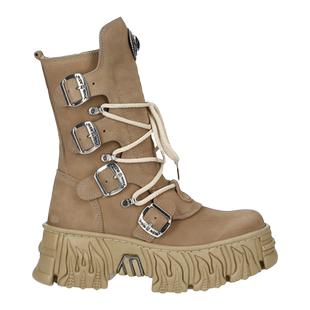 NewRock西班牙潮牌新款原创设计末日废土风复古工装火焰厚底靴