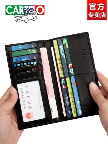 Длинный бумажник для водительских прав, кожаный кошелек, из натуральной кожи, воловья кожа