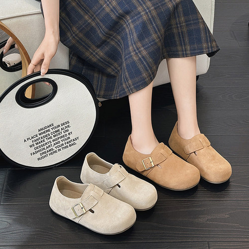 真皮复古勃肯鞋女2025新款