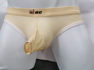 男士枪弹式分离内裤男款冰丝三角裤超薄透明蛋枪象鼻开口丁字裤潮