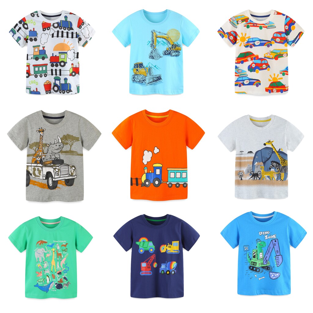 欧美风格男童短袖针织夏季卡通