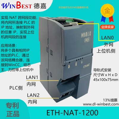 网络耦合器ETH-NAT 用于IP地址转换 解决现场无法修改IP地址问题