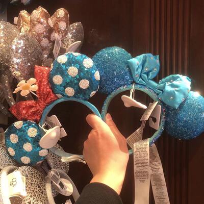 迪士尼米妮米奇蓝色亮片发箍