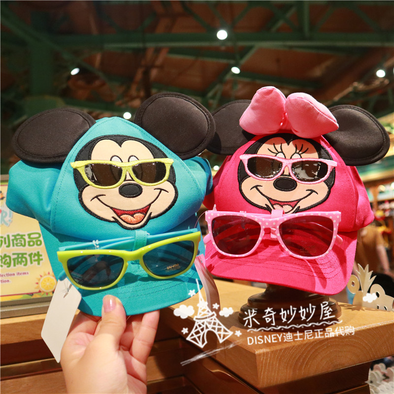 特价上海迪士尼国内代购夏日米奇遮阳帽带墨镜米妮棒球帽太阳帽