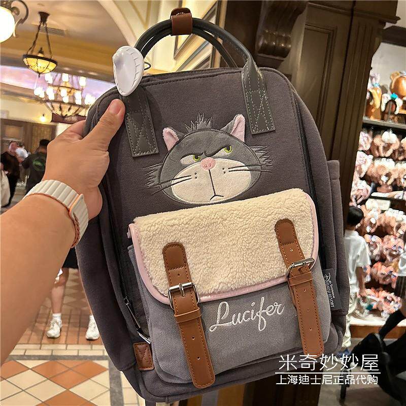 上海迪士尼乐园国内代购路西法猫卡通双肩包书包动漫背包