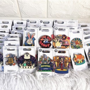 上海迪士尼代购 疯狂动物城朱迪尼克大先生夏奇羊卡通徽章克芬尼