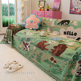 萌宠ins风加厚沙发巾四季通用防滑耐磨沙发垫家用万能盖沙发盖罩