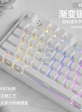 纯白侧刻键帽pbt透光原厂高度机械键盘帽75/87/98/108键迈从ace68