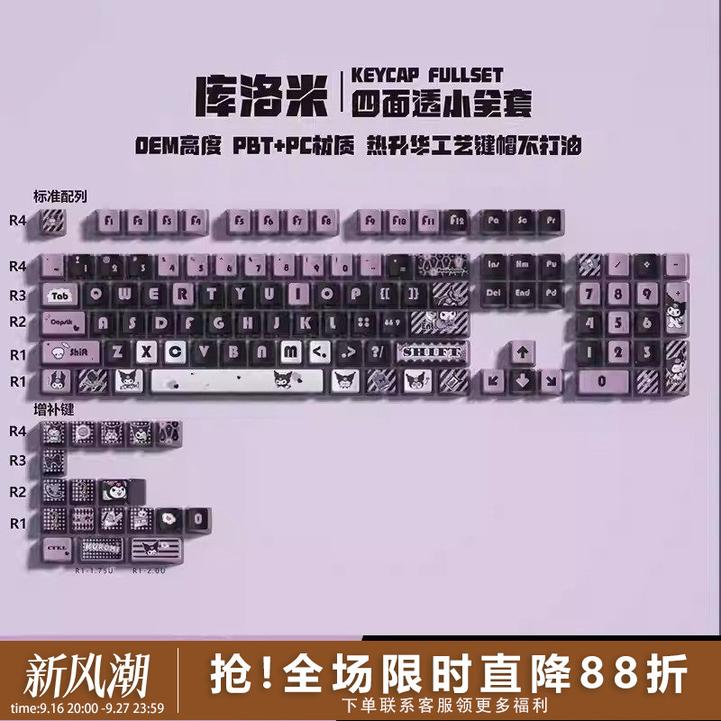 库洛米四面透键帽PBT五面热升华图片