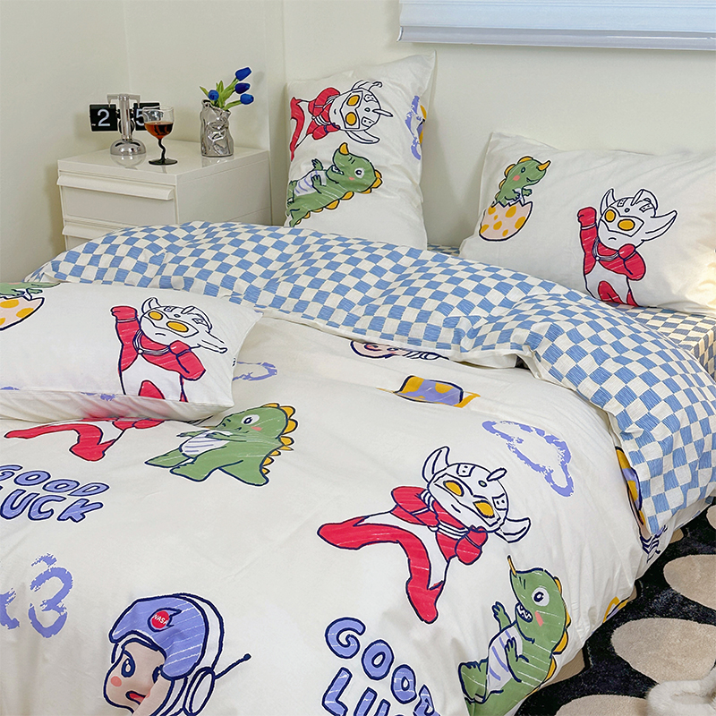 奥特曼全棉被套单件纯棉被罩单双人学生宿舍卡通男孩床品咸蛋超人