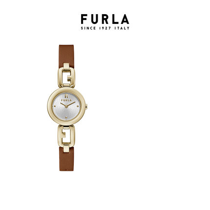 【节日礼物】FURLA芙拉手表意大利风皮质棕色时尚石英女表25MM