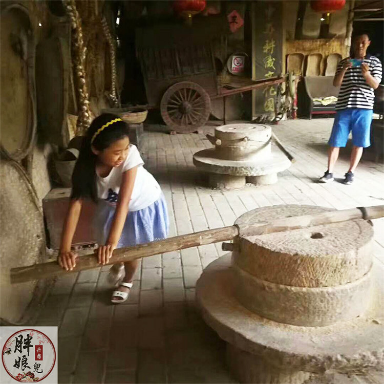 农村老旧石磨子整套旧石器石磨盘民俗展览摆件手推磨米面特大家用