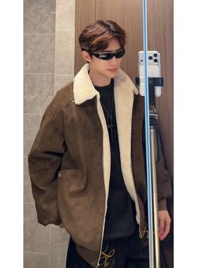 冬季美拉德巴恩风羊羔绒屋面PU皮棉服加绒保暖棉衣MP7827-特P80