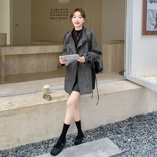 K268 P185 韩系复腰带风衣毛呢外套2B235 9126