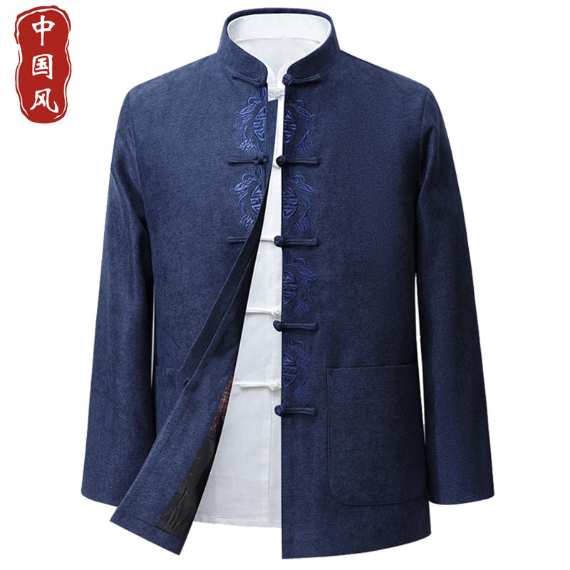 TANG COSTUME MENS JACKET SPRING AND AUTUMN NEW CHINESE WEDDING BANQUET BIRTHDAY LOOSE BIRTHDAY DRESS AUTUMN AND WINTER SUIT FOR THE ELDERLY