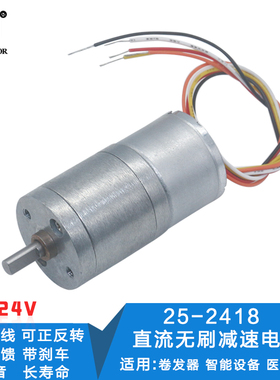 JGA25-2418直流无刷减速电机 12v24v卷发器电机 BLDC无刷慢速马达