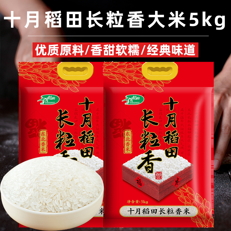 25年新米十月稻田辽河长粒香大米5kg东北粳米劲道有嚼劲真空包装