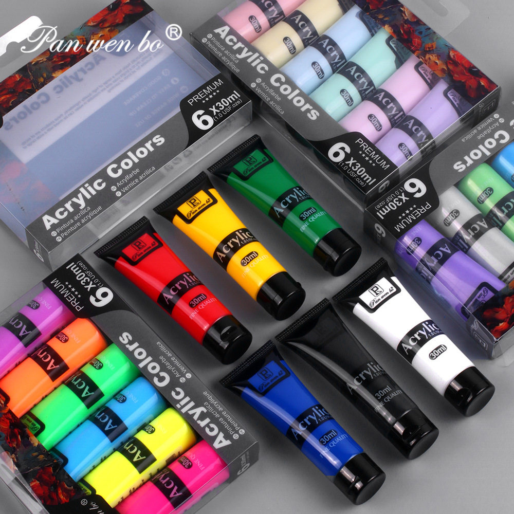 攀文博30ml美术颜料丙烯绘画基础套装学生画画涂料24色组合