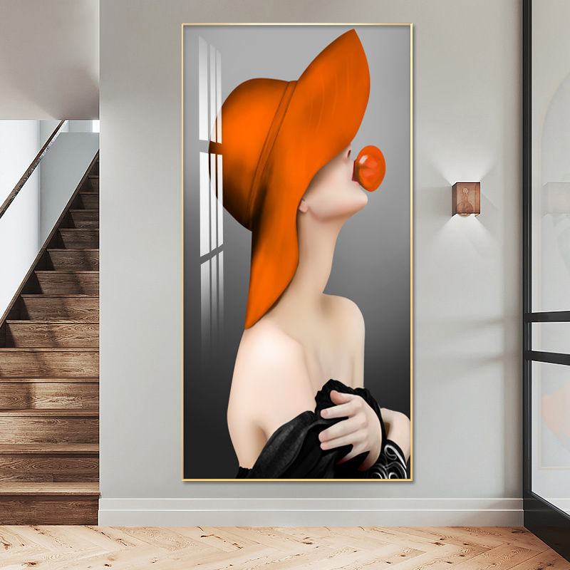 艺术美女人物装饰画现代简约玄关楼梯过道走廊壁画进门主卧室挂画图片