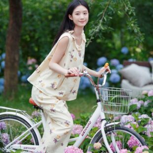 国风枇杷纯棉睡衣女款高级感无袖背心七分裤古风套装宽松可外穿