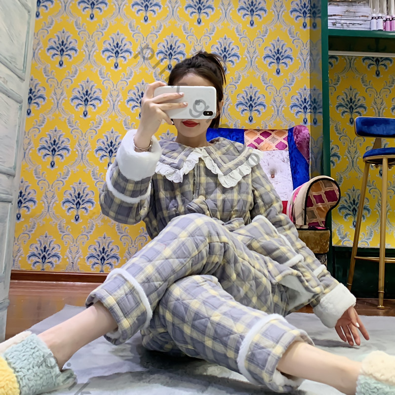 冬季加厚三层保暖公主风夹棉袄