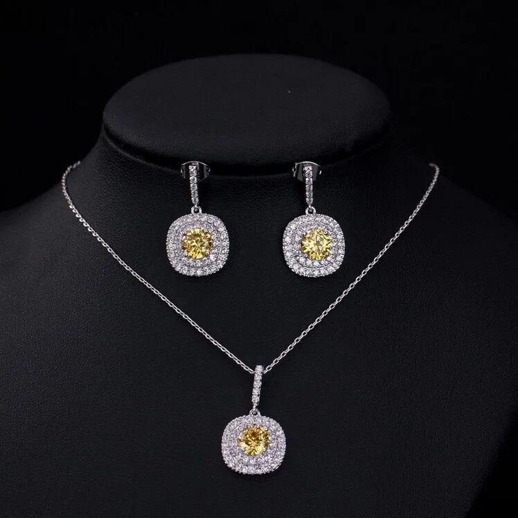 锆石项链耳环套装女感高级轻奢气质百搭耳钉新娘婚纱晚宴礼服配饰