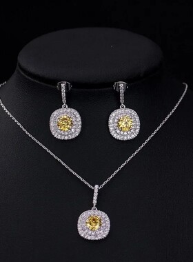 锆石项链耳环套装女感高级轻奢气质百搭耳钉新娘婚纱晚宴礼服配饰