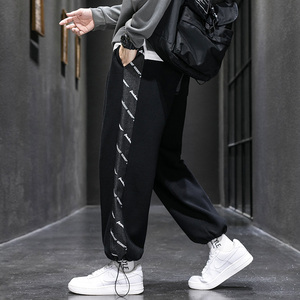 春秋新款男士华夫格休闲卫裤青少年运动九分裤XZ712-5-2206-P40